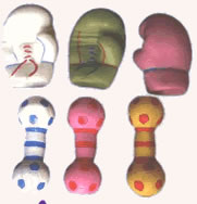 Pesa con pelotas de ftbol y guantes de box vs colores x 6 unid